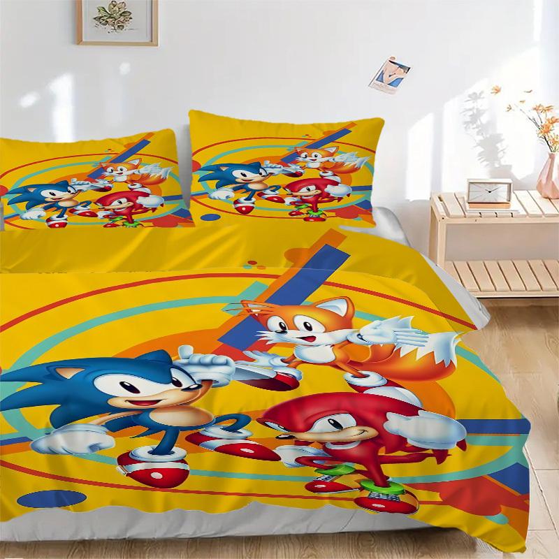 3pcs Sonic, Tails Cover Set, 1 Cover + 2 Pillowcases (No Insert), Bedding for All Seasons, Bedding,Bedroom Decor yy250922031