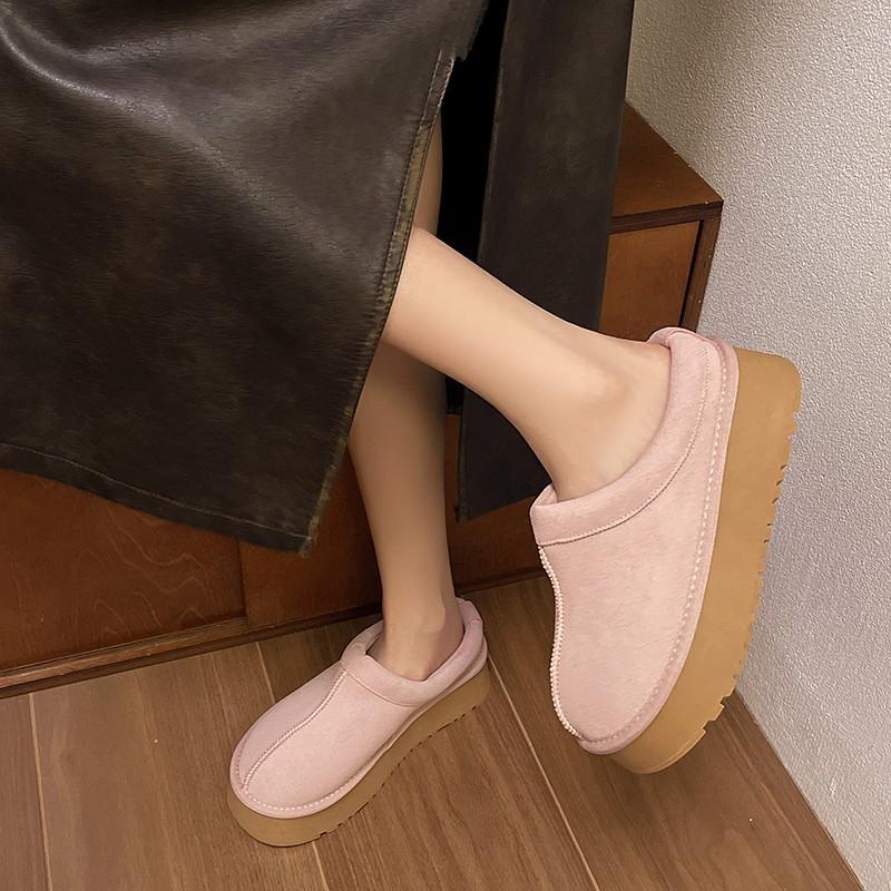 Модные женские зимние хлопковые тапочки 2024 года, высококачественные, на плоской подошве, нескользящие, однотонные, теплые, короткие, плюшевые женские туфли