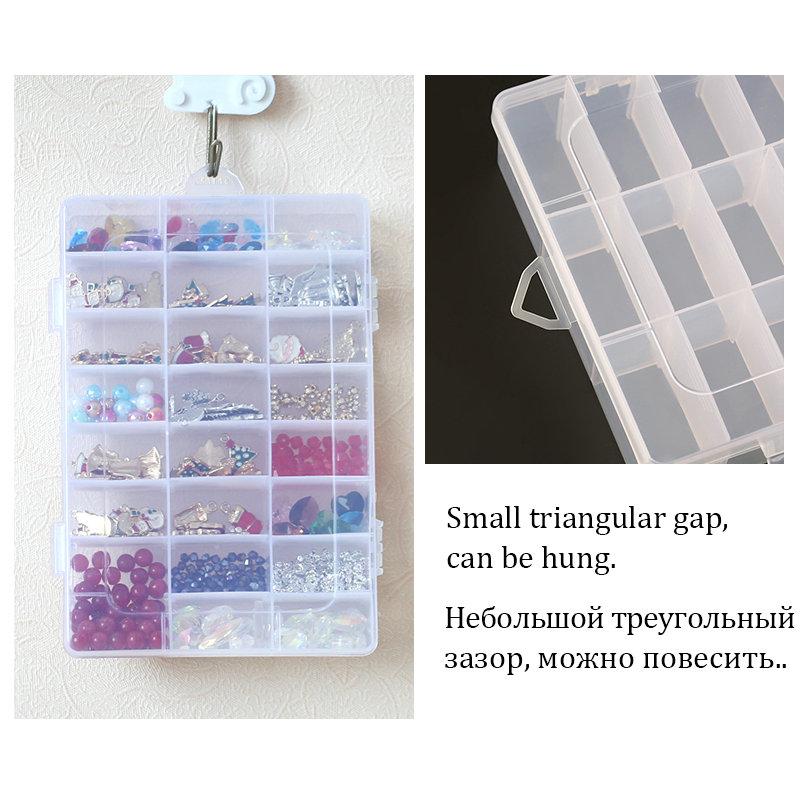 19.5x13x3.5CM Прямоугольный Регулируемый Контейнер-Коробка для Украшений Кейс Отсек Пластиковый Ящик для Хранения для Бусин Серьги 24 Отсека 1 ШТ