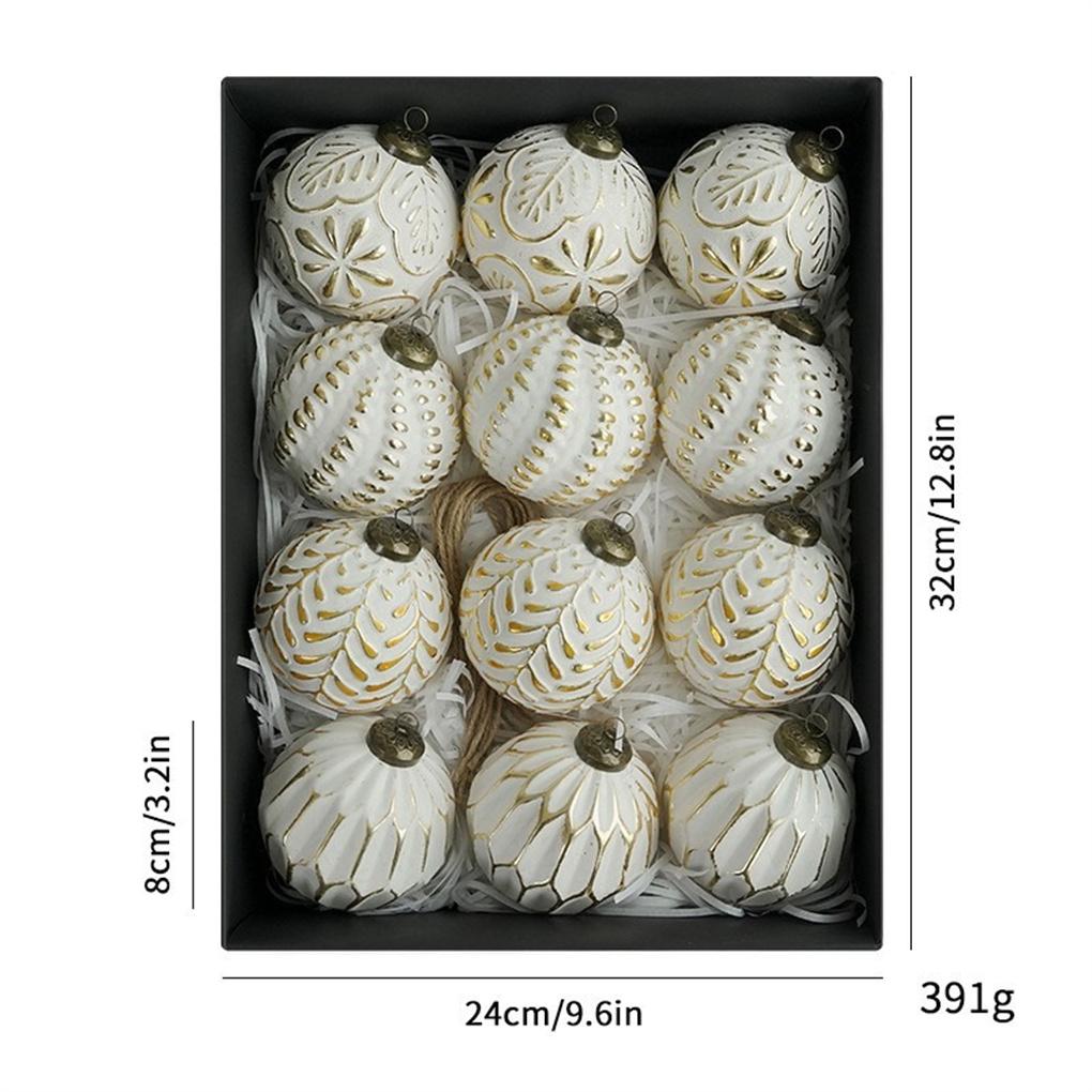 2025 12 шт. 8 см Рождественский шар-подвеска Небьющиеся Ретро Рождественские подвесные шары Многоразовые ПВХ Украшения для рождественской елки