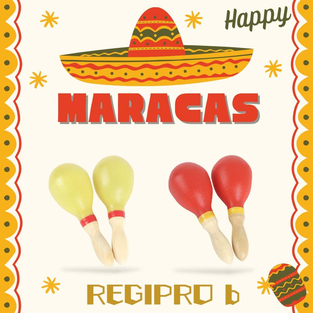 Set of 2 RegiProb Maracas, Plastic and Wooden, Perfect for Karaoke, Percussion, and Party Supplies (Red)