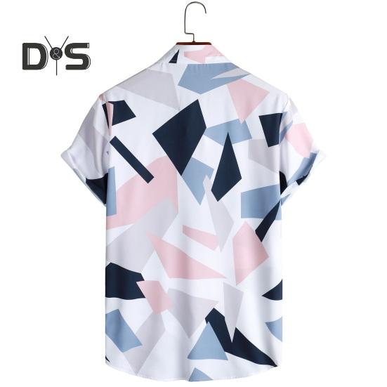 Мужская летняя пляжная рубашка с цветочным принтом и лацканами, свободный мягкий однобортный нагрудный карман с короткими рукавами, гавайский топ средней длины для отпуска