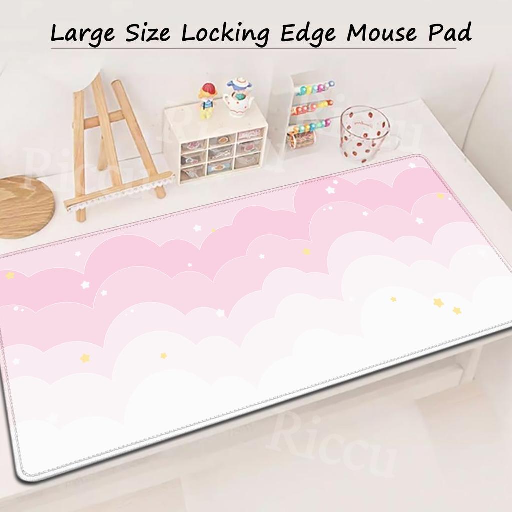 Large Size Pink Mousepad xcm Pastel Clouds Deskmat XXL Kawaii Nonslip Mouse Pad Cute Mice Rugs Extended Gaming Keyboard Mat