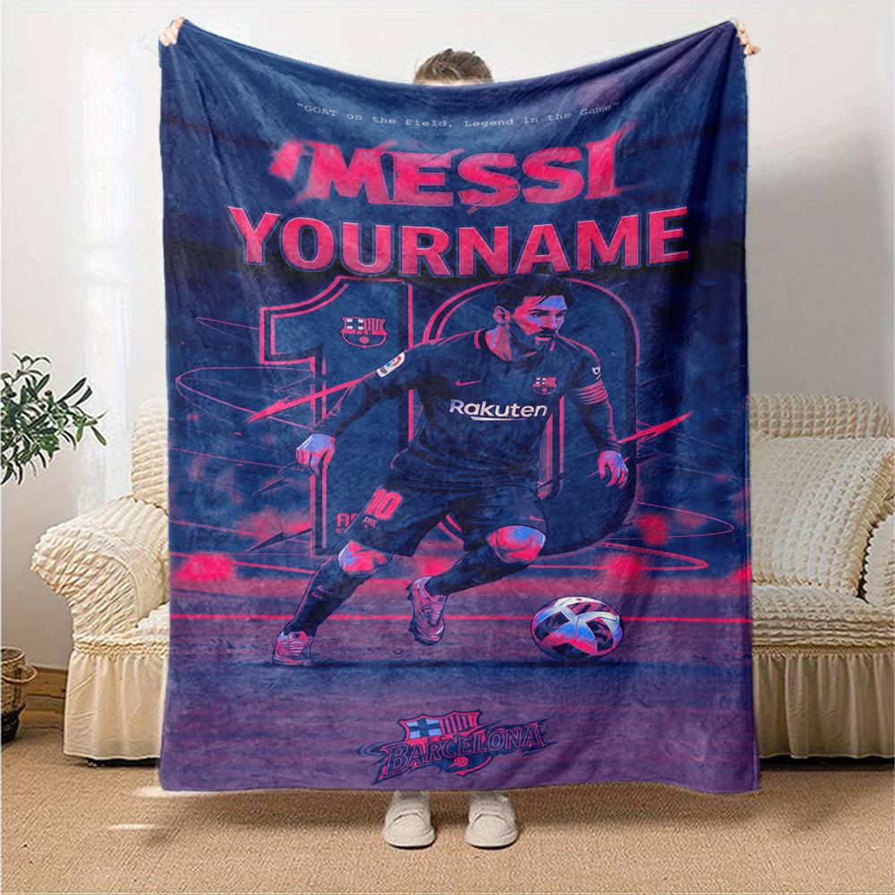 Messi Customize Your Name Blanket Cozy Personalized Blanket Durable Comfort Throw For Picnics Living Room Couch Seaside Four Seasons Universal