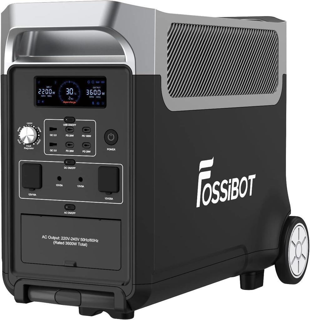 FOSSiBOT 3600W(Peak 7200W) Power Station with 2x Additional Battery pack,11.52KWh Solar Generator Power Generator Power Bank Charger with UPS Function
