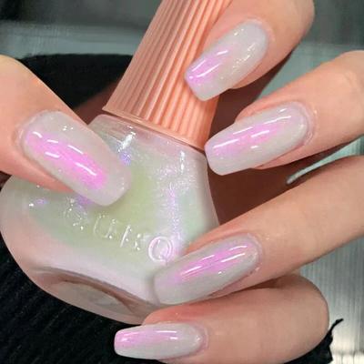 Nail Art Популярный молочно-белый лак для ногтей Быстросохнущий долговечный лак Матовый перламутровый лазерный блестящий лак для ногтей Сделать