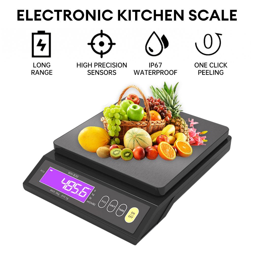 5kg/10kg Digital Electronic Kitchen Scale Multifunction Stainless Steel Scale Measuring Weighing Baking Tool with LCD Display