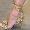 Luxury Shiny Rhinestone Wedding Heels Women Cross Strap Pumps Summer Luxurious Party Shoe Sexy Open Toe Pointed Toe Sandals