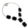 Ювелирное ожерелье из стерлингового серебра 925 пробы с натуральной черной шпинелью 18 дюймов C7i26