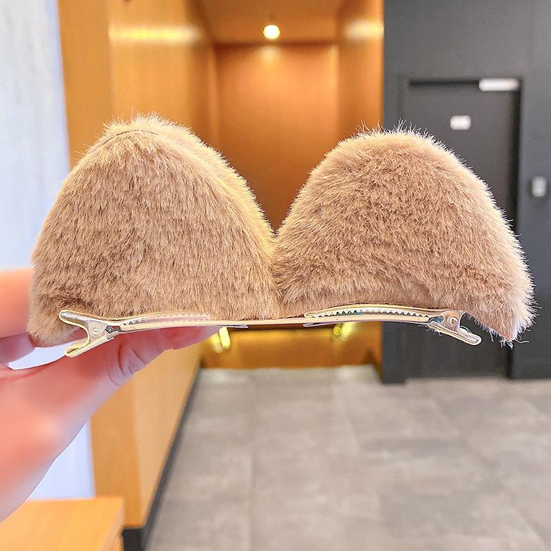 2 шт./компл., милые однотонные заколки для волос с кошачьими ушками для девочек, корейские заколки с ушками животных из мультфильмов, детские головные уборы, аксессуары для волос