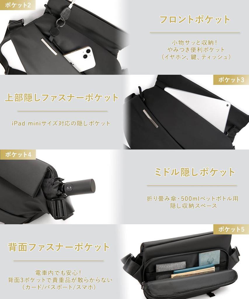 Aerokyo Crossbody Large Sports Fits Perfect for Outdoor and Stylish and Men's Bag, Waterproof, Capacity, One-Shoulder Bag, Bag, 11-inch iPad,