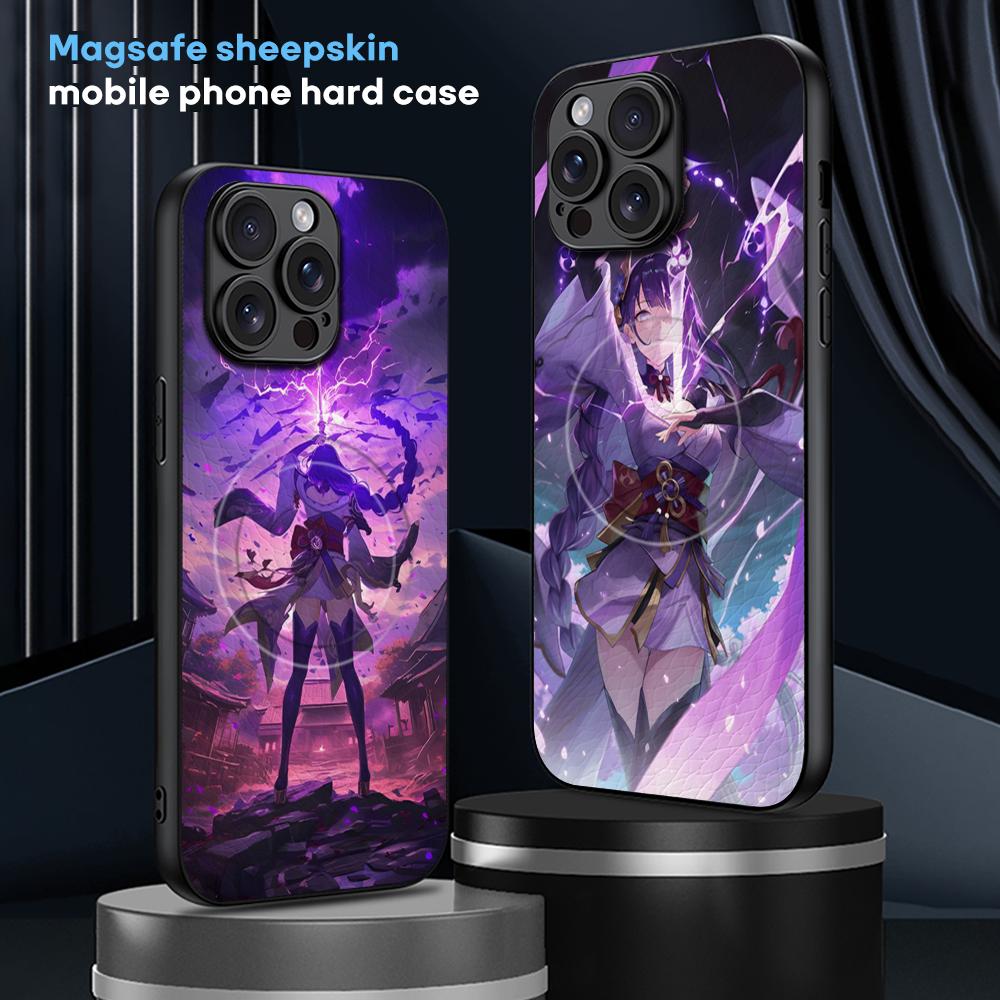 Cool Raiden Shogun hot Game Phone Case For iPhone 17 16 15 14 13 12 11 Plus Pro Max High-end Luxury Magsafe Sheepskin