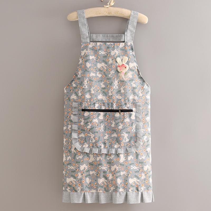 2025 Canvas Apron Women Cute Home Kitchen Anti-fouling Wear-resistant Breathable Cooking Apron Workwear with Large Pocket