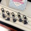 Kawaii Black Cat Little Fish Keychain Cute Cartoon Kitten Acrylic Keyring Couple Key Holder Bag Pendant Hanging Decoration Gifts