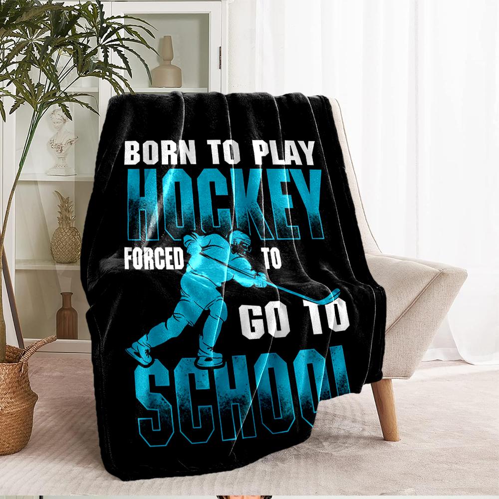ice hockey Theme Printed Blanket - Perfect for Couch, Bed, Travel & Outdoor Use | Machine Washable, Cozy & Durable.