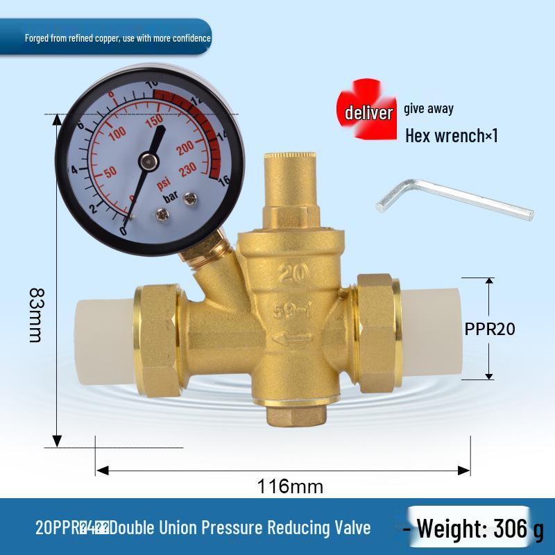 Редукционный клапан давления для водопроводной трубы для бытовых нагревателей - PPR20/25/32, 4-точечный PE фитинг