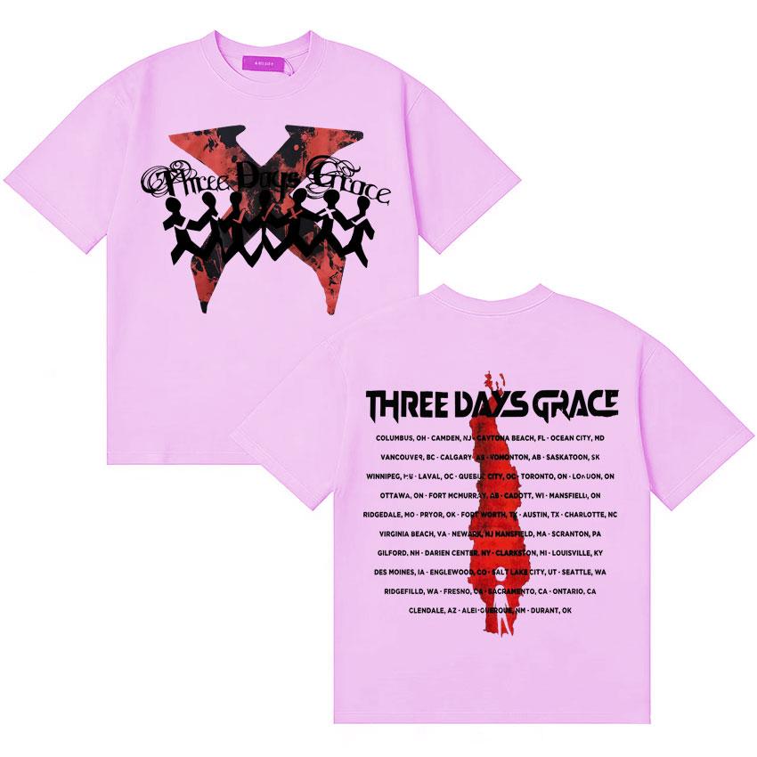 ALIENATION 2025 TOUR TEE THREE DAYS GRACE Tshirts Cotton Harajuku Short Sleeve Tshirt Unisexs Women Y2K ONeck Gothic Cozy T Shirt