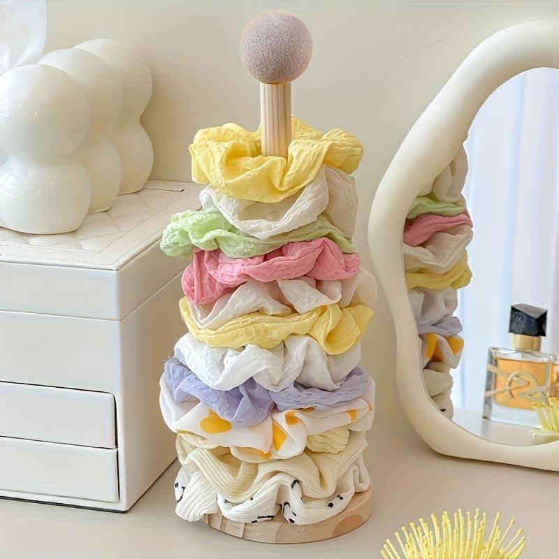 2PCS Wooden Hair Rope Storage Holder Multi-purpose Jewelry Bracelet Organizer Display Rack Desktop Hair Tie Elastic Bands Shelf
