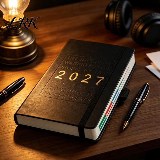 Ежедневник в обложке из искусственной кожи для планирования на 2027 год, еженедельник, формат A5, 320 страниц, с эластичной лентой-держателем для ручки