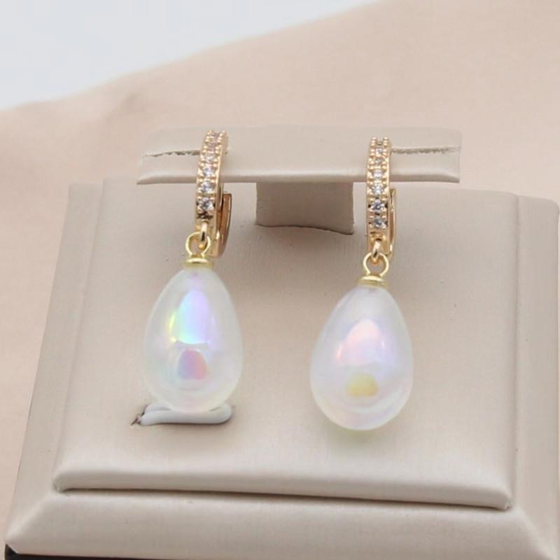 Shiny New Imitation Trendy White Pearl Drop Earrings For Women Fashion Zircon Earring Jewelry Party Accessories