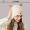 Вязаная шапка женская версия сращивание рогов, защитные наушники, утолщенная термошапка мультяшная милая омолаживающая девочка зимняя шерстяная шапка