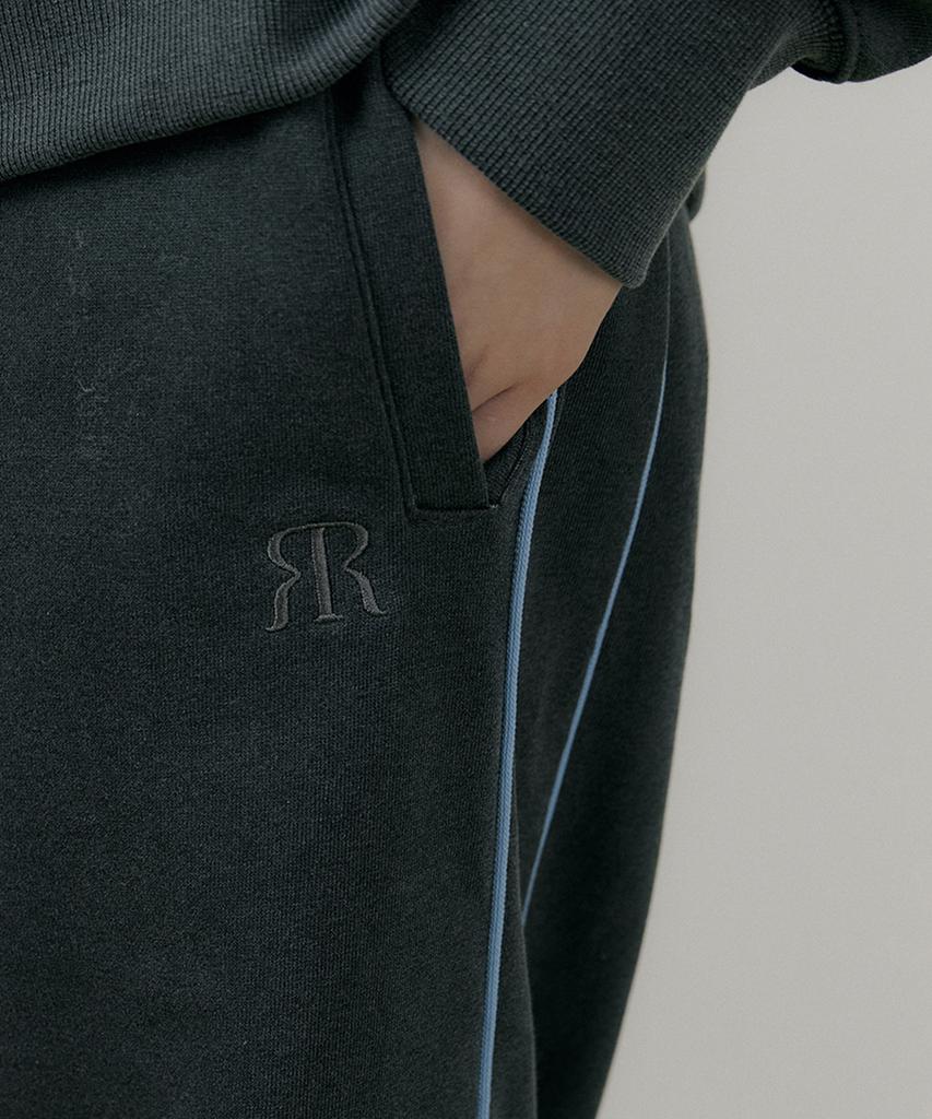 REORG Rie Vintage Piping Logo Wide Pants Dark Gray