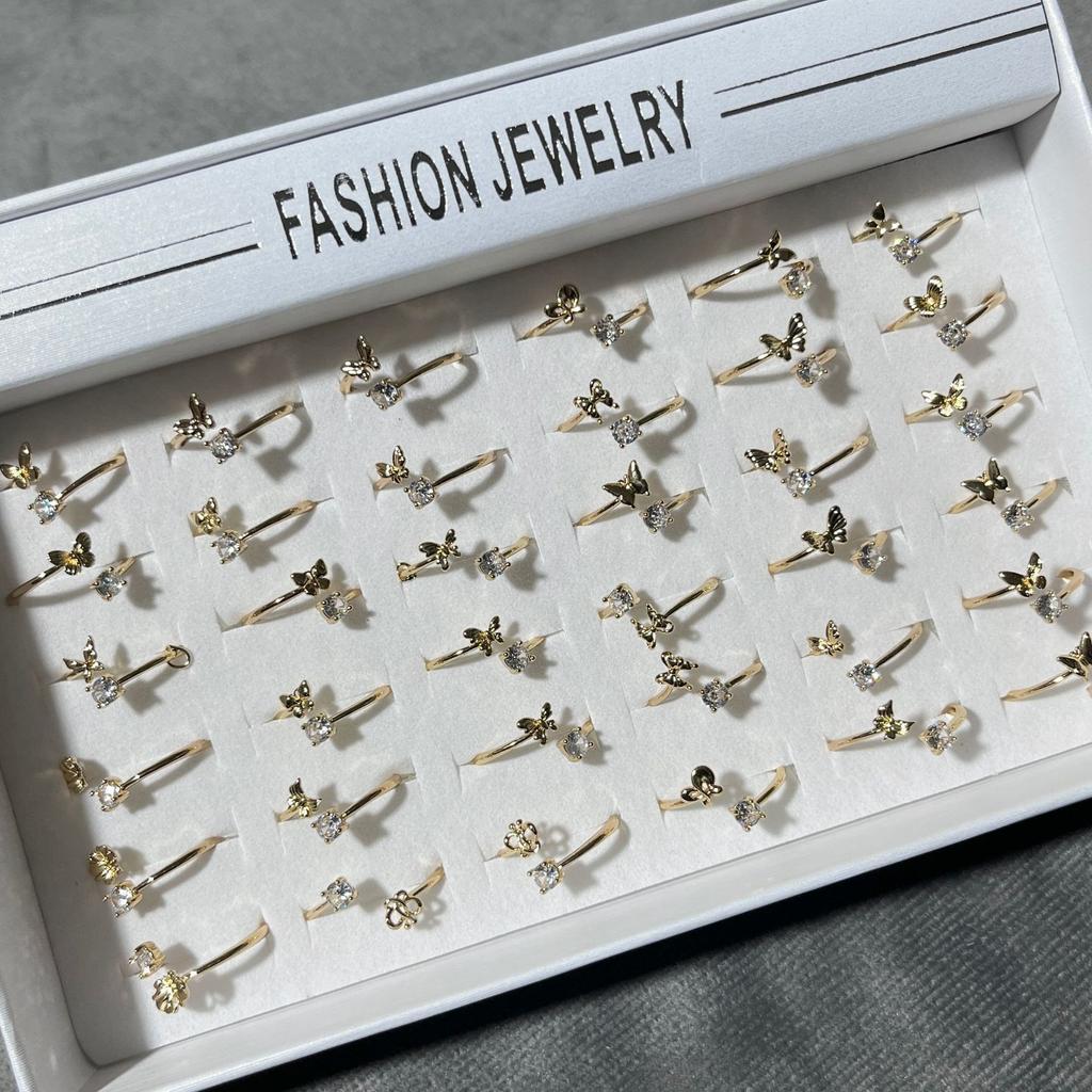 10Pcs Lady zirconite ring - adjustable simple finger ring - vintage ring