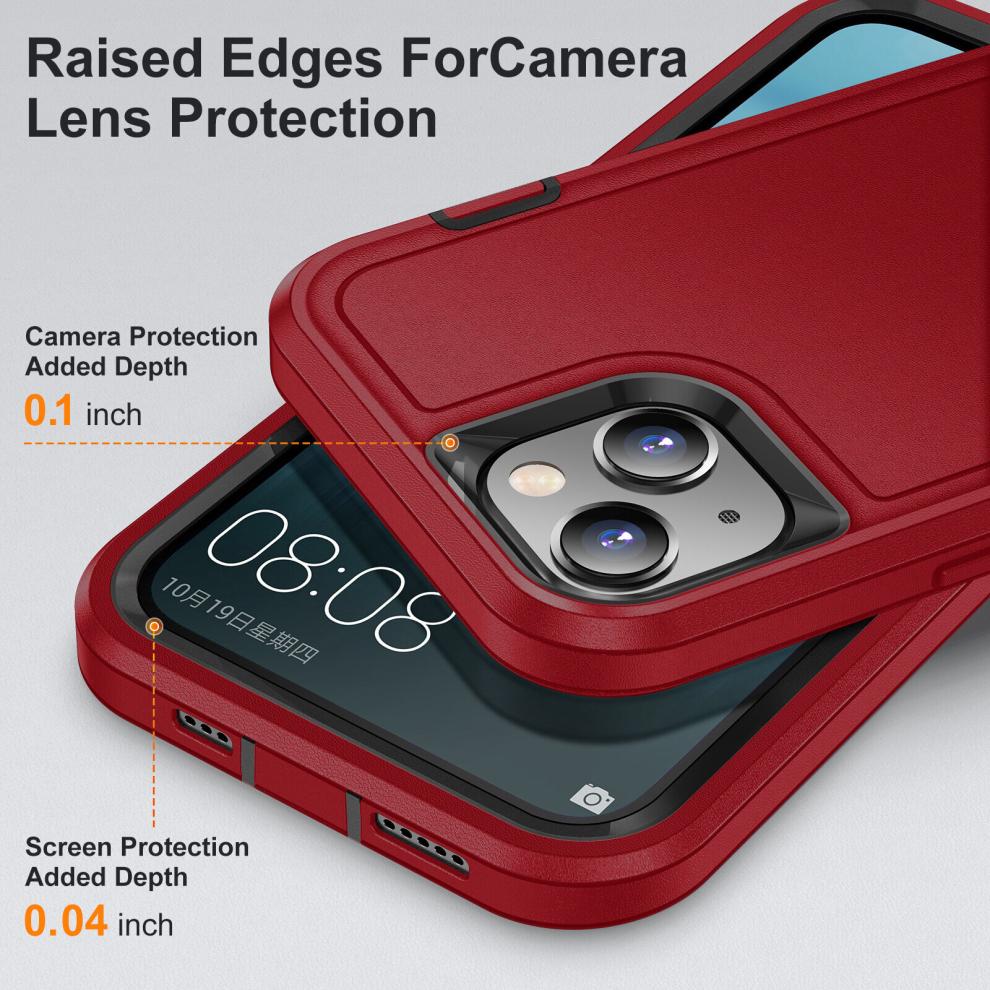 (iPhone 14, Red-black) Shockproof Protective iPhone 15 14 Plus Pro Max XR XS Max Case with Stand
