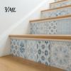 Easy Clean Wall Covering 24Pcs Peel And Stick Backsplash Tile, Retro Blue PVC Kitchen Backsplash, Decorative Tile Patterns Stickers, Waterproof