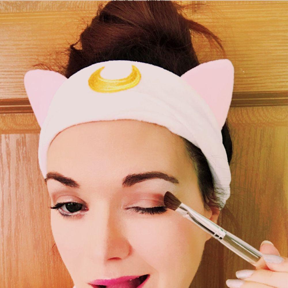 Facial Elastic Girls Makeup Face Hairdo Headwrap Cat Ear Headband Washing Hairband