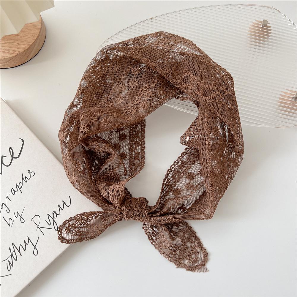 Хлопковый льняной кружевной треугольный шарф для женщин на весну, осень и лето, маленький цветочный маленький шарф, украшение на голову, тонкий стильный шелковый шарф