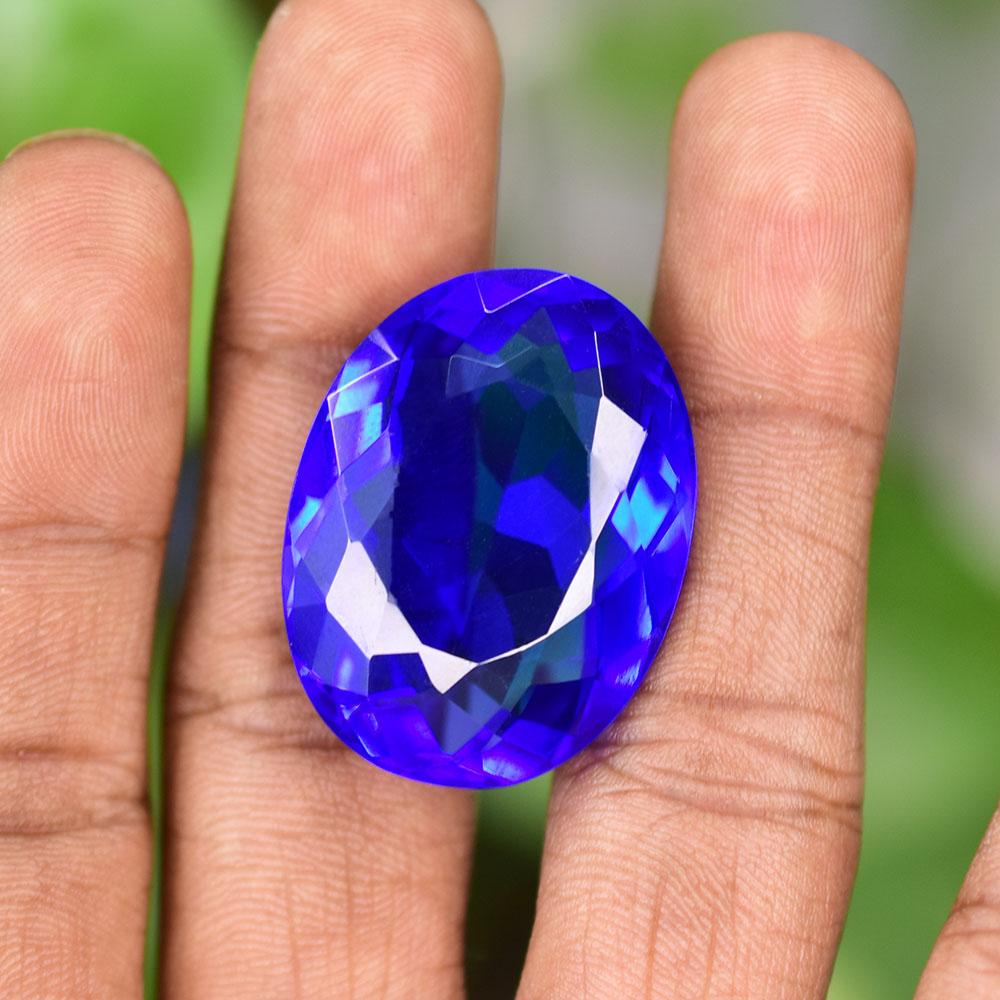 High Quality 71.9 Ct Blue Sapphire Oval Cut Certified Lab Created Gemstone