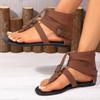 Fashion Personality Toe Sandals Women 2025 Summer New Versatile Fashion Flat Low Heel Cutout Roman Beach Shoes