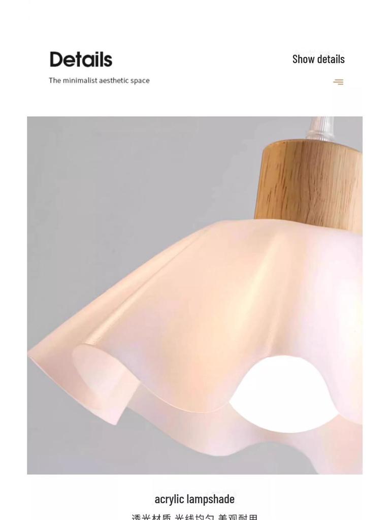 Люстра из дерева в стиле скандинавского японского ваби-саби, прикроватная и обеденная, кремовый цветочный дизайн