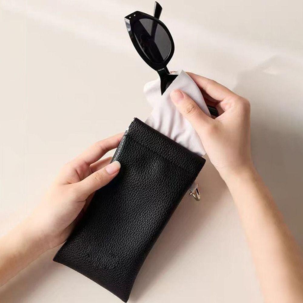 PU Leather Glasses Protective Case Automatic Closure Eyewear Pouch Sunglasses Case Travel Use