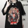 Fashion Japanese Vintage Anime Cartoon T Shirt Women Clothes Gothic Tshirt Streetwear Print Loose Tops Korean Summer Black T-shirt