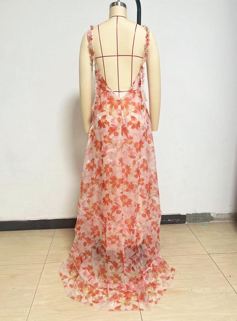 Модное европейское и американское выпускное платье с V-образным вырезом, открытой спиной и кружевом - Летний стиль, 2026