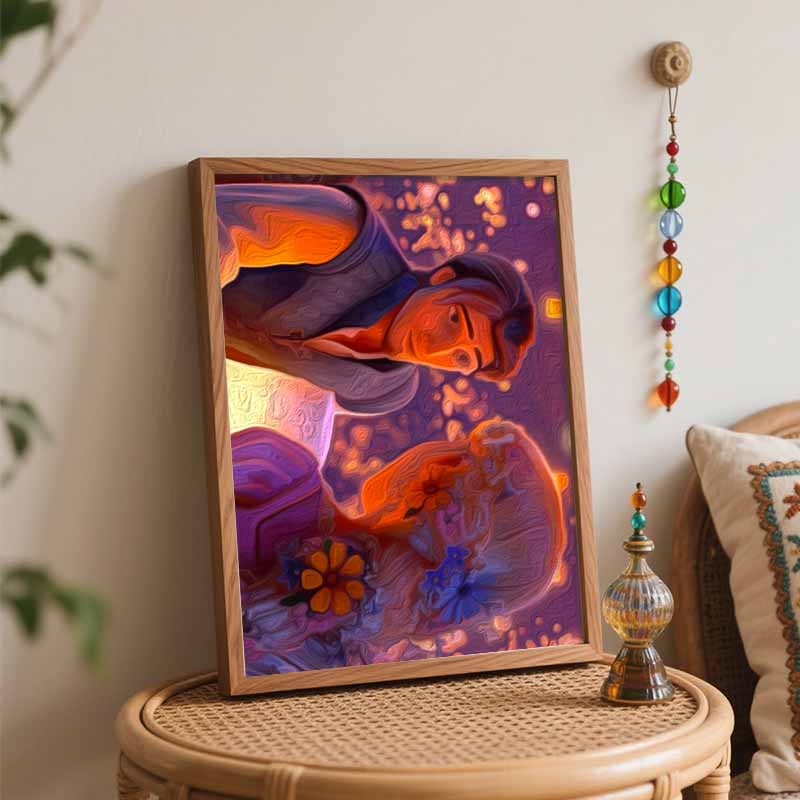 Disney oil painting handmade diy Rapunzel and Flynn lantern night romantic scene gifts home decorations