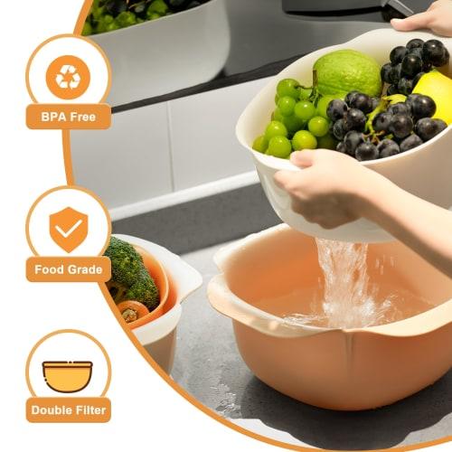 Li&Zhao Fruit Colander - Plastic Colander Strainer Fruit Strainer Bowl Large Colander Set Drainer for Food Vegetable Strainer for Kitchen Strainer(5.6