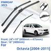 3 шт. для SKODA Octavia 2004-2011 24 "19" 16 "передние и задние щетки стеклоочистителя лобовое стекло резак для окон аксессуары 2006 2007 2008 2009 2010 2011