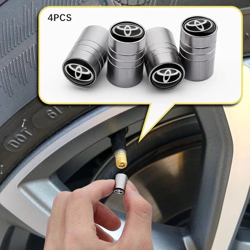 4Pcs/Set Metal Car Wheel Tire Air Valve Core Caps Auto Accessories For Toyota Corolla Chr rav4 prius Yaris Hilux auris avensis CWD1