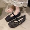 Fashion Women Summer Shoes 2025 Summer Fashion Round Toe Breathable Mary Jane Shoes Lightweight Soft Sole Rhinestone Ballet Flat Shoes