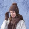 Winter Velvet Warm Hat Scarf Suit Women's Knitted Hat Coldproof Earmuffs Head Wool Hat