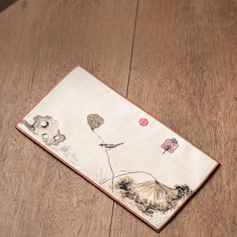 Chinese Style Guochao Creative Rectangular Tea Banquet Thickened Absorbent Tea Towel Kung Fu Tea Ceremony Accessories