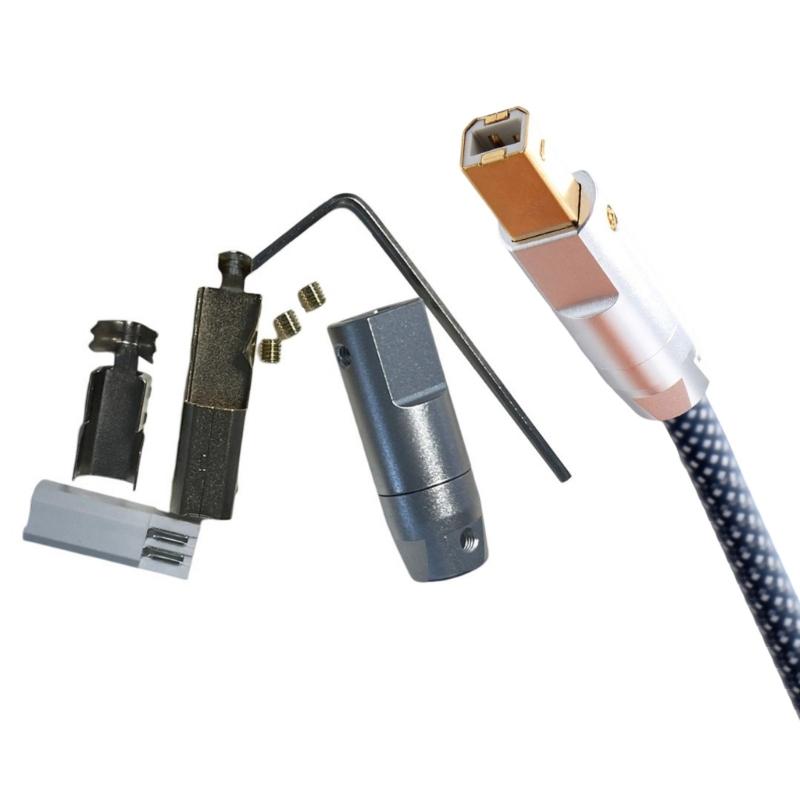 Корпус разъема USB Type-B с позолоченным разъемом из алюминиевого сплава, отверстие 6 мм для ремонта кабелей данных принтера