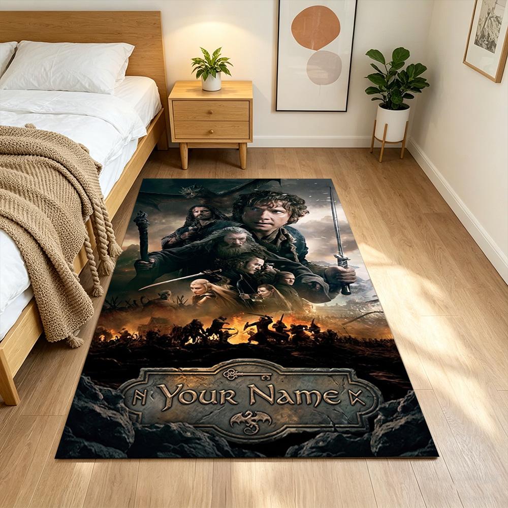 Lord Rings Customized Name Floor Rug Office Rug Perfect for Living Rooms Balcony Bedrooms Game Room Antislip Carpet Decorate Offices