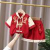 Chinese Style Summer Hanfu Set: Baby Boy's 1st Birthday Retro Short-Sleeved Tang Suit