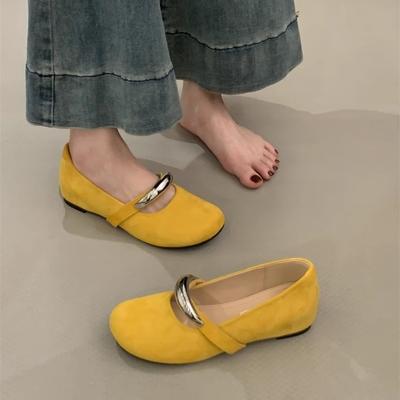 Туфли Мэри Джейн с внутренней платформой, новый нишевый дизайн, металлическая круглая головка, плоская подошва, полые одинарные туфли