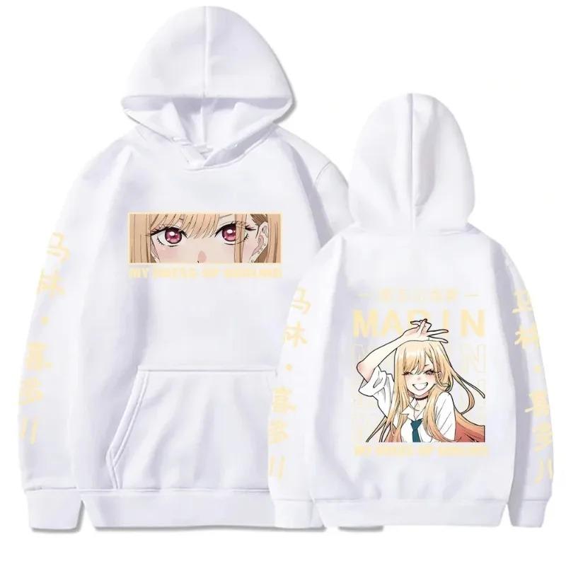 Худи с принтом Marin Kitagawa из аниме My Dress-Up Darling, двусторонний свитшот с изображением девушки-аниме, японский персонаж, текст, повседневный, для отаку, уличная одежда, подарок фанатам, пуловер