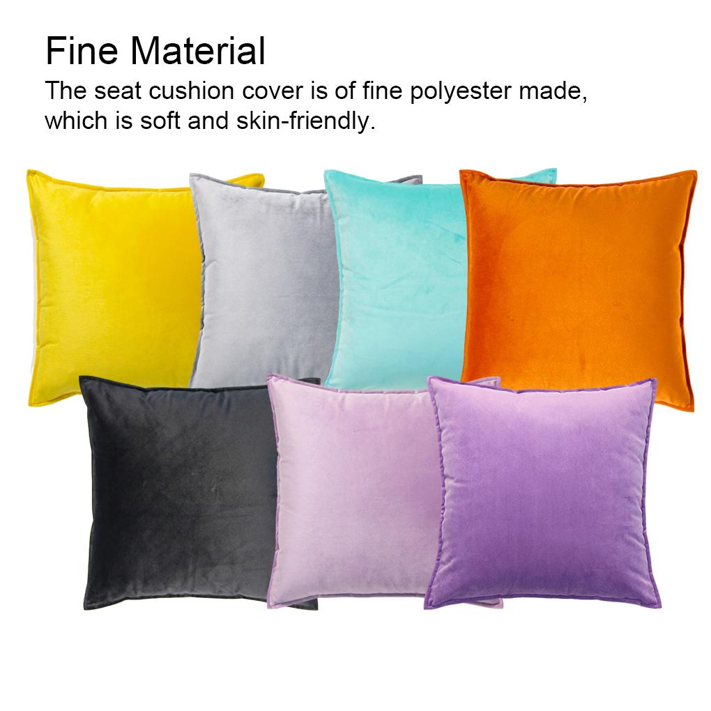Seat Cushion Cover Solid Color Velvet Replacement Soft Decorative Reusable Zipper Sofa Pillow Case Accessories